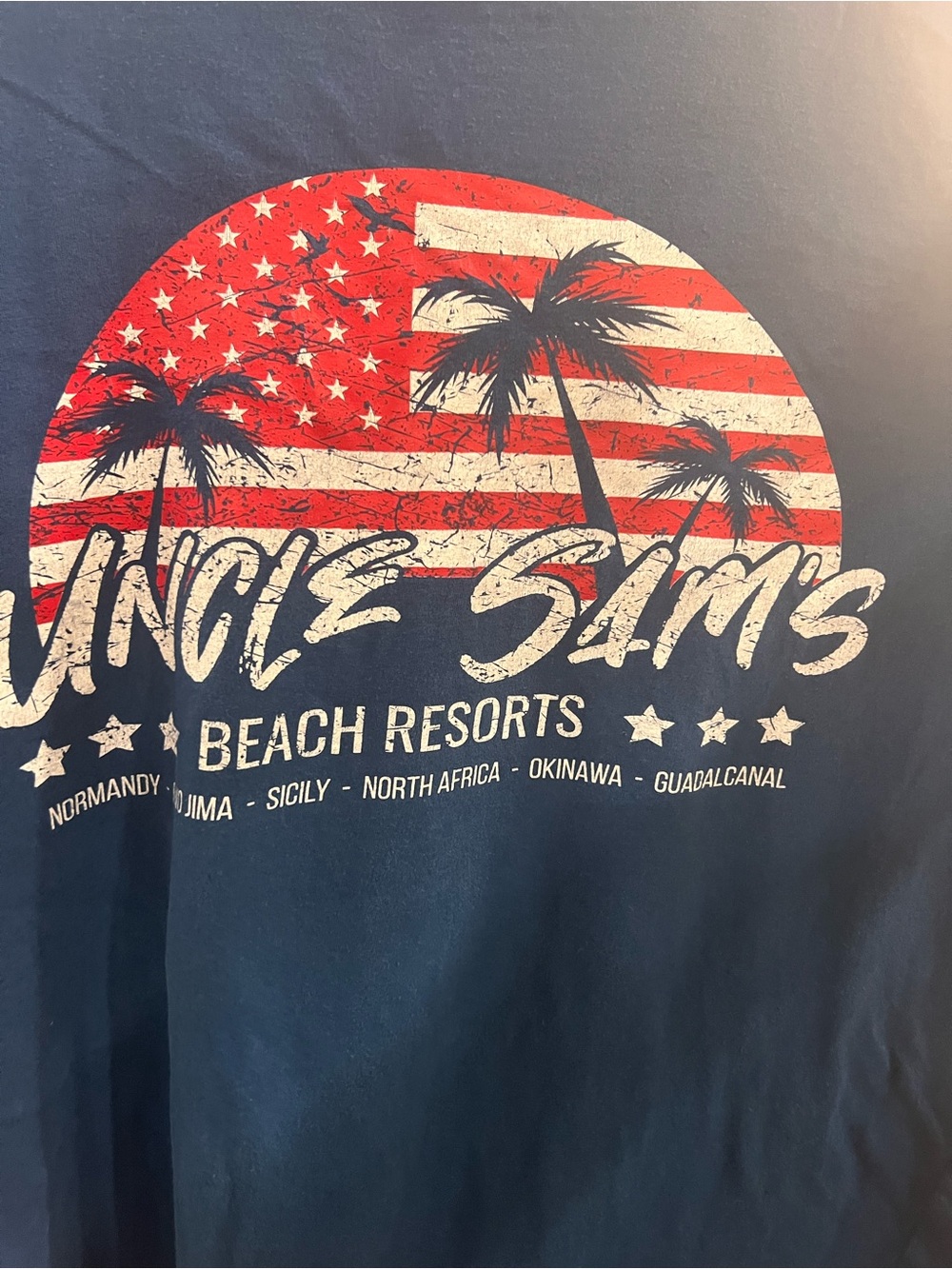 Grunt Style Navy Short Sleeve T-Shirt with Red, White & Navy Beach Graphic